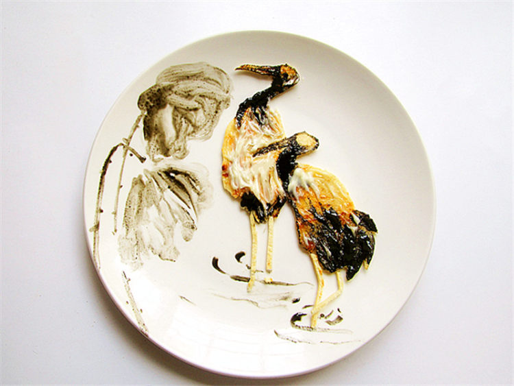 国画风趣味餐盘画步骤7