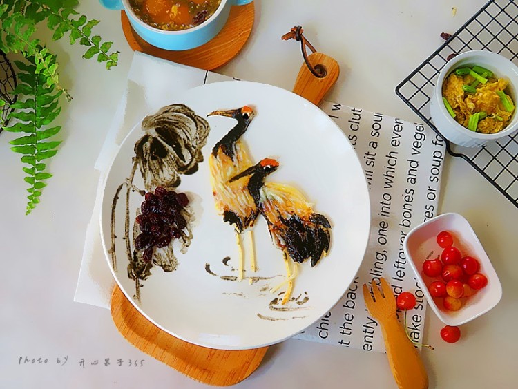国画风趣味餐盘画步骤12