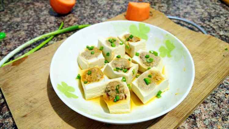 猪肝豆腐酿步骤11