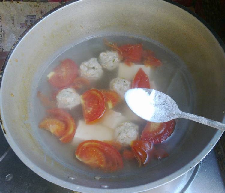 番茄豆腐丸子汤步骤11