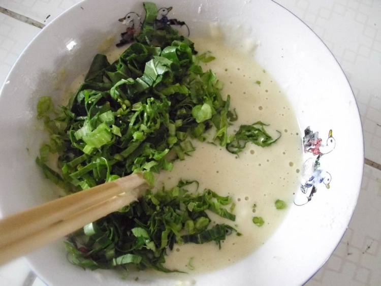 青菜鸡内金鸡蛋饼步骤3