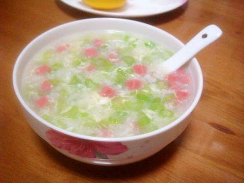 西芹火腿粥【春季养生步骤13