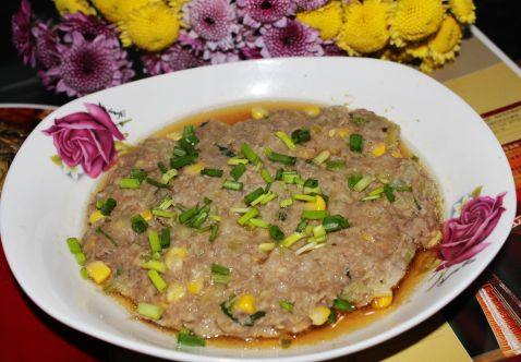 香芹玉米蒸肉饼步骤6