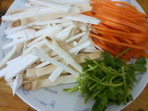 香菜胡萝卜炒杏鲍菇步骤2