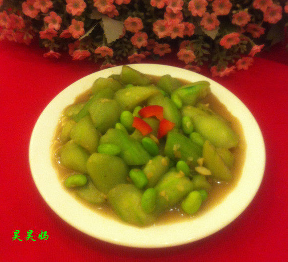 毛豆烧丝瓜步骤8