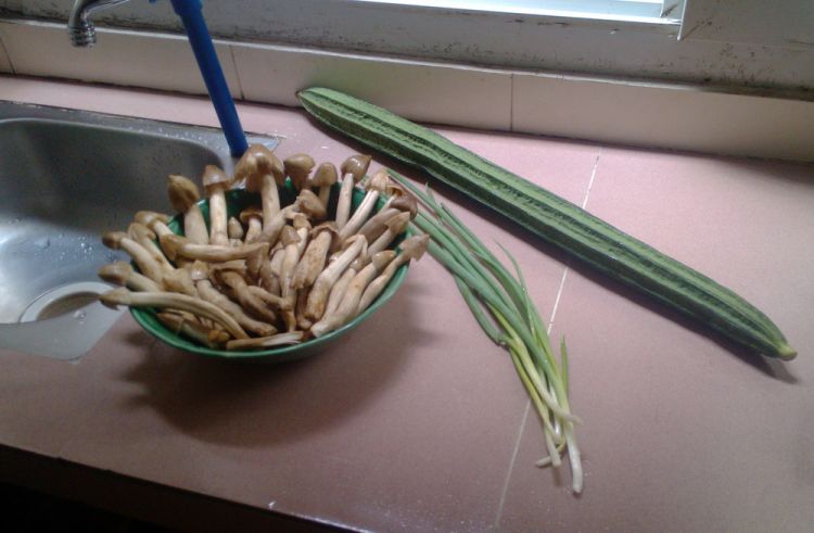 荔枝菌炒丝瓜步骤2