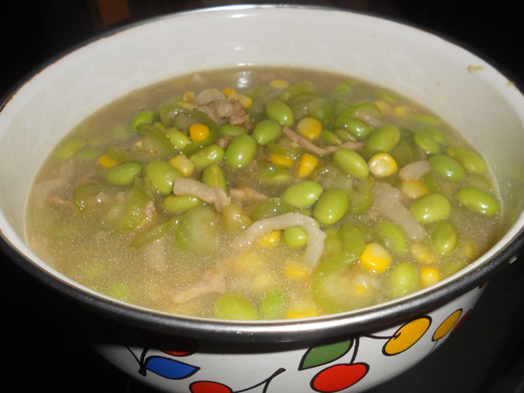 毛豆玉米丝瓜炒肉丝步骤11