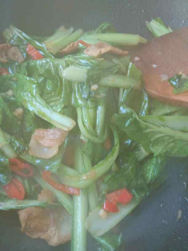 肉片炒小白菜步骤5