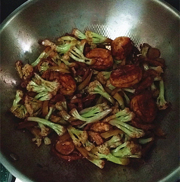 虎皮蛋肉片炒花菜步骤16