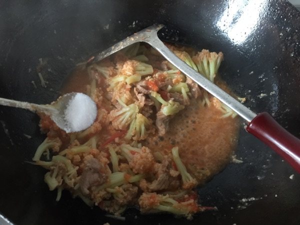番茄菜花炒肉片#新鲜步骤9