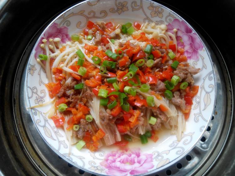 蒜蓉肉末蒸金针菇#多步骤10