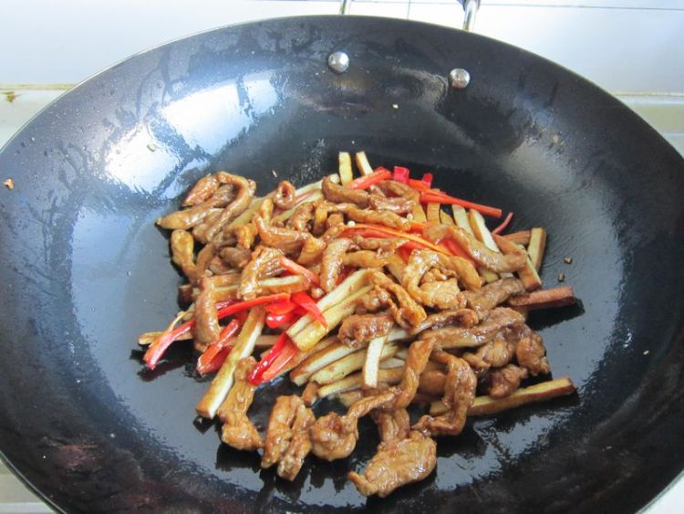 韭菜香干炒羊肉步骤8
