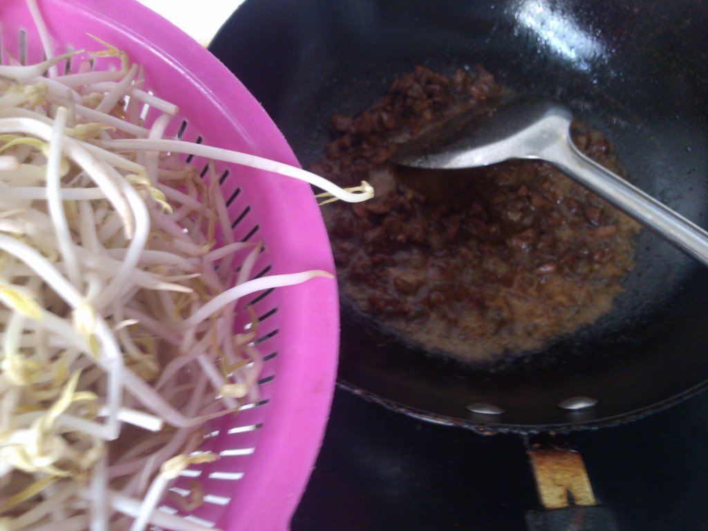 孜然羊肉炒豆芽步骤6