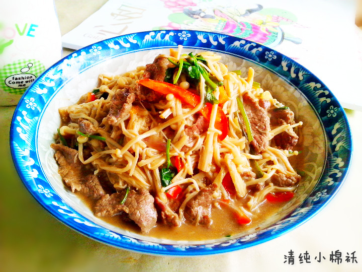 金针菇香滑牛肉片步骤14