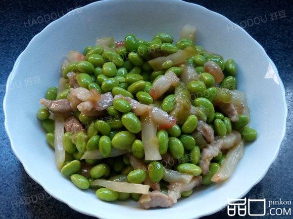 肉丝榨菜炒毛豆