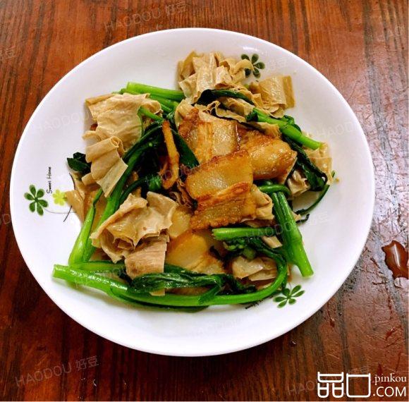 腐竹菜心炒五花肉