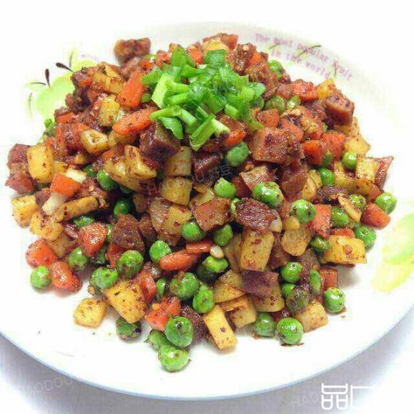 腊肉炒三蔬