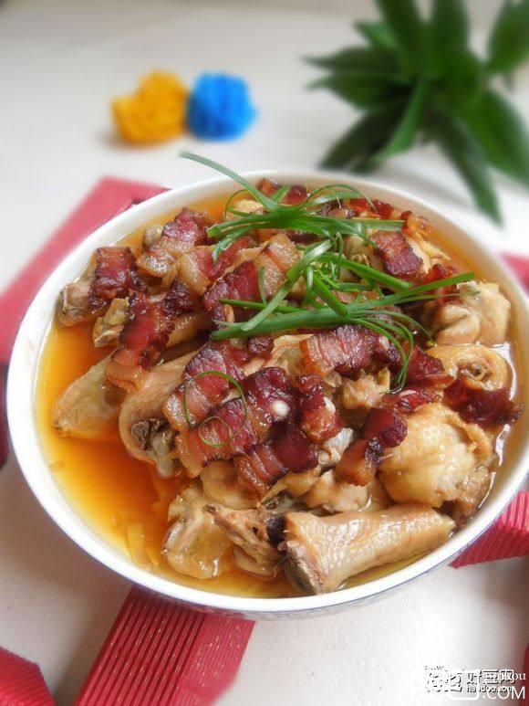 腊肉蒸鸡块