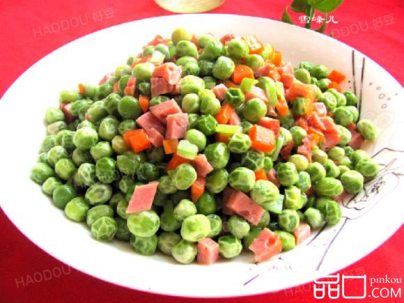 火腿胡萝卜炒豌豆