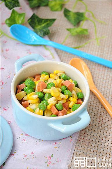 青豆玉米炒胡萝卜粒