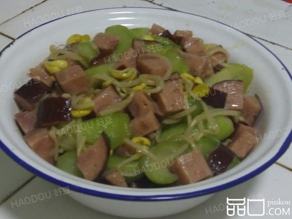 银芽丝瓜火腿丁
