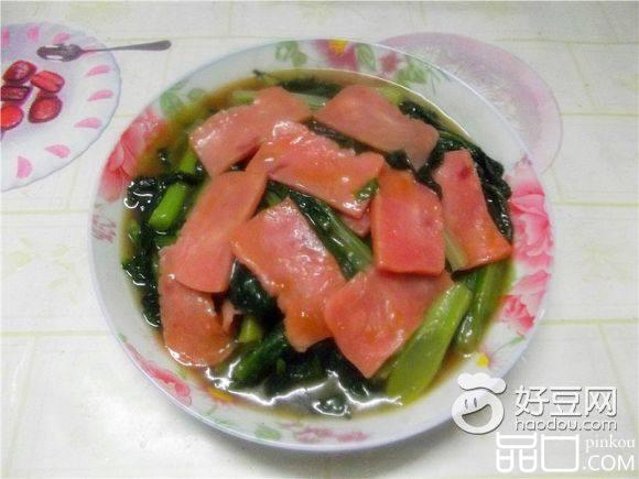 火腿炒油麦菜