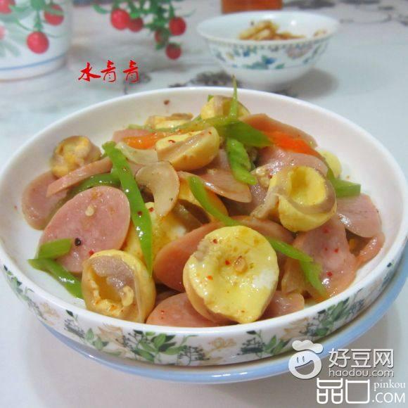 火腿炒小肠蛋卷