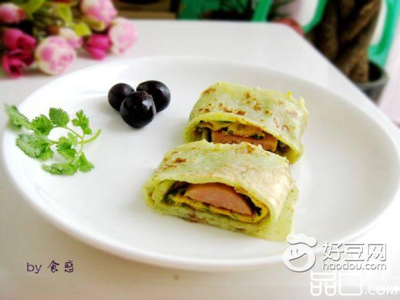 韭菜火腿黄瓜鸡蛋饼
