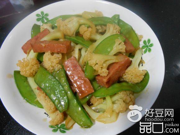 火腿炒菜花荷兰豆