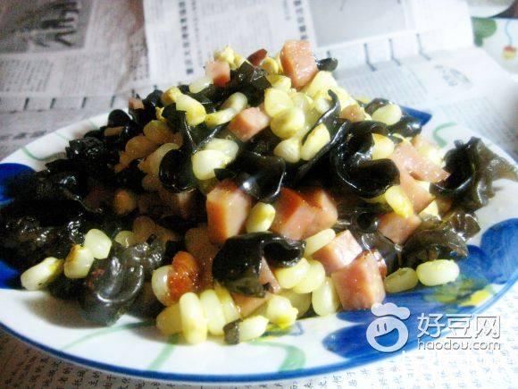 木耳火腿炒玉米