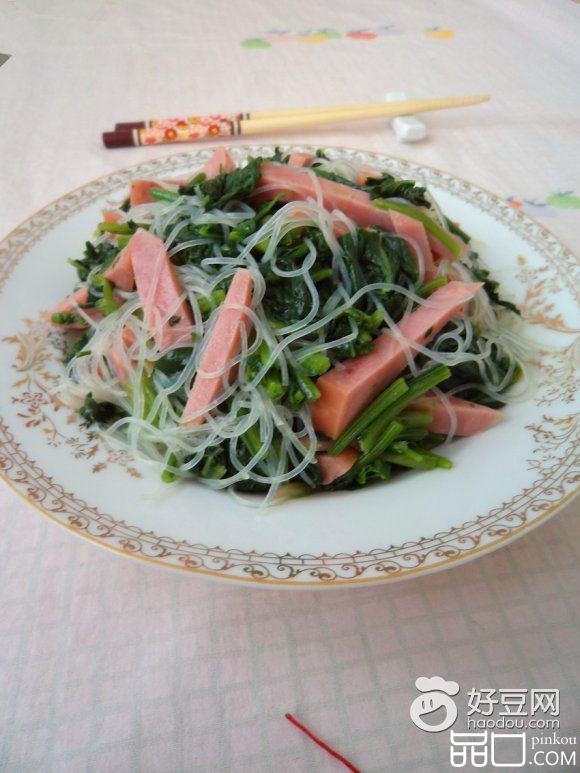 火腿粉丝拌菠菜