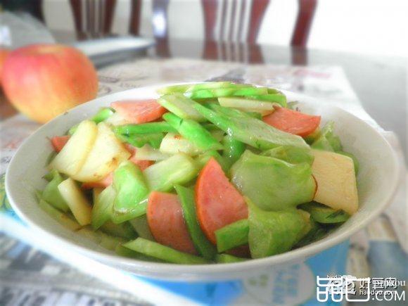 西兰花根炒火腿