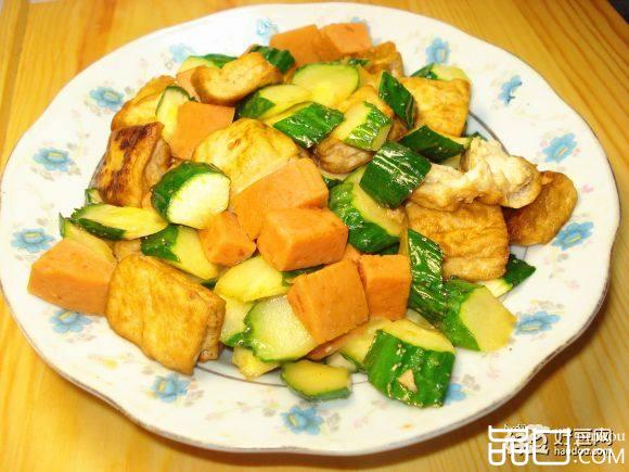 豆腐黄瓜炒火腿