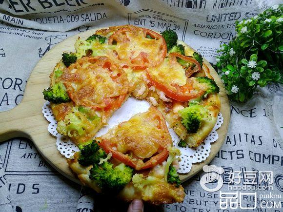 西兰花虾仁披萨