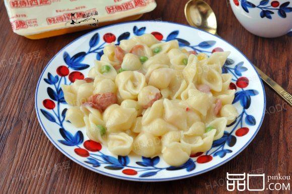 香肠奶炖贝壳面＃百味