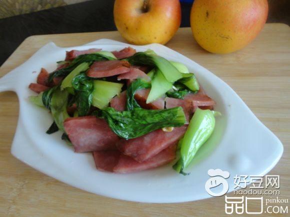 油菜炒香肠