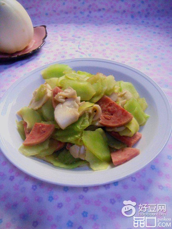 香肠杏鲍菇炒莴笋