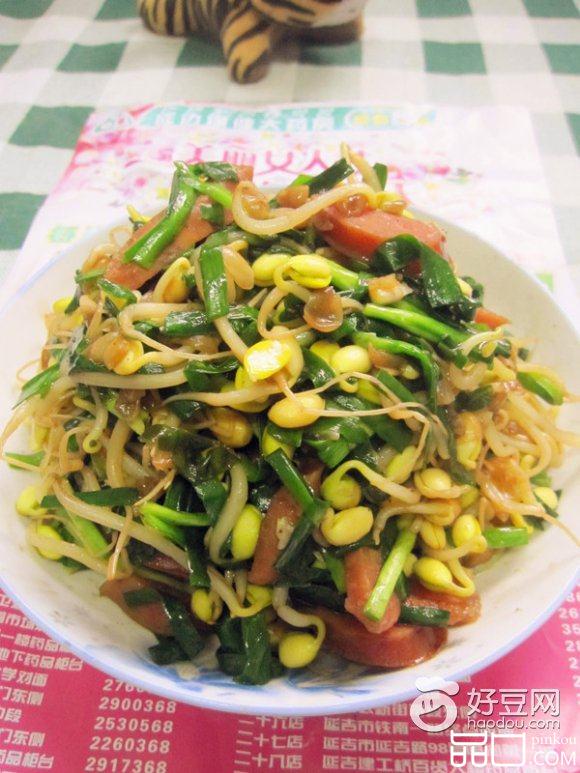 韭菜豆芽炒香肠