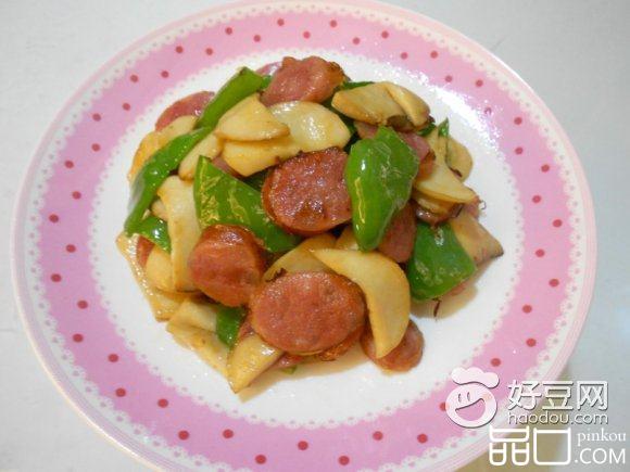 香肠青椒炒杏鲍菇