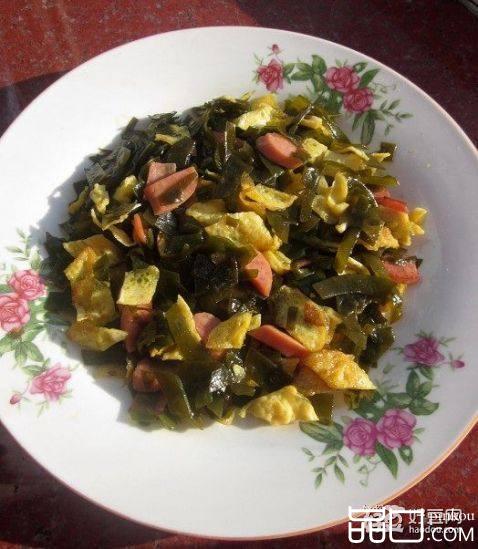 香肠蛋饼炒海带