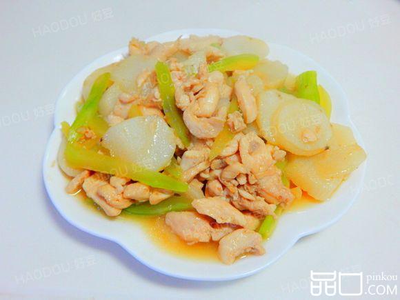 莴笋山药炒鸡肉片