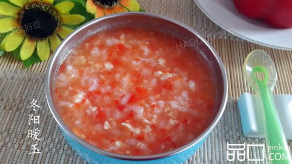 番茄鸡肉泥白米粥