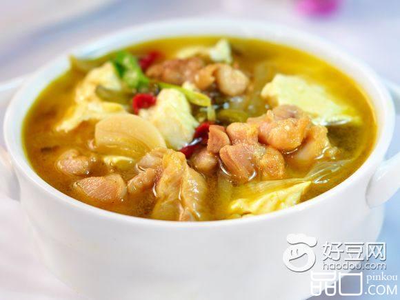 酸菜鸡豆花