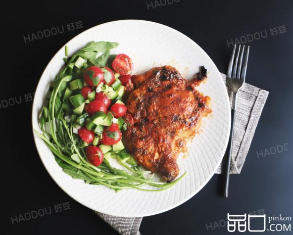 中东风情烤鸡配芝麻菜