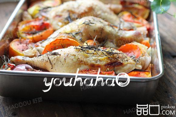时蔬烤鸡腿