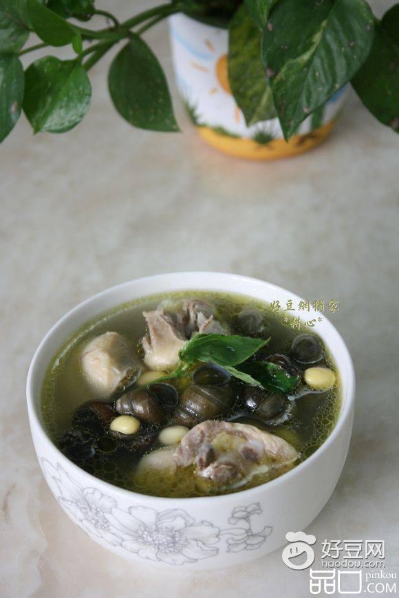 石螺黄豆炖鸡汤