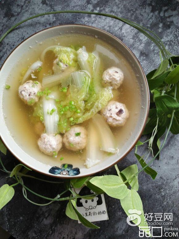 香菇肉丸小白菜汤