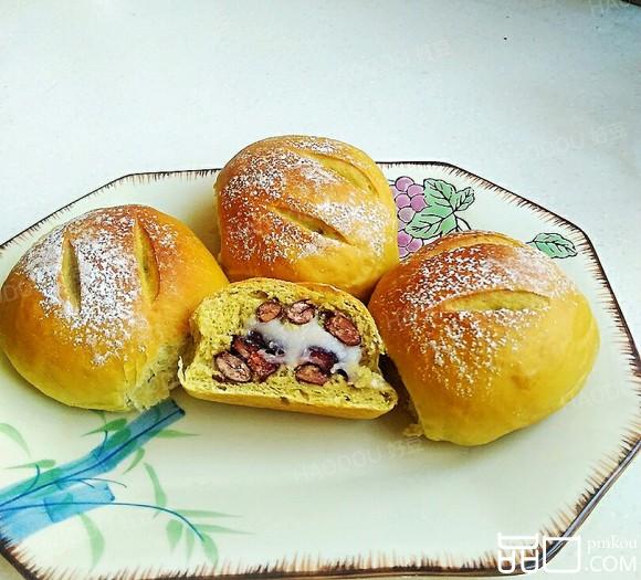抹茶麻薯蜜豆面包