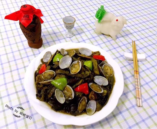 茄条五花肉炖蚬子步骤14