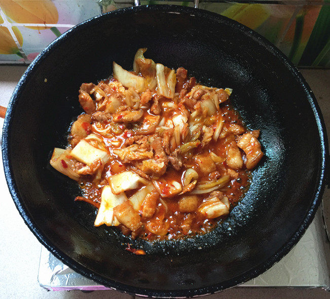 五花肉炒辣白菜盖饭步骤10